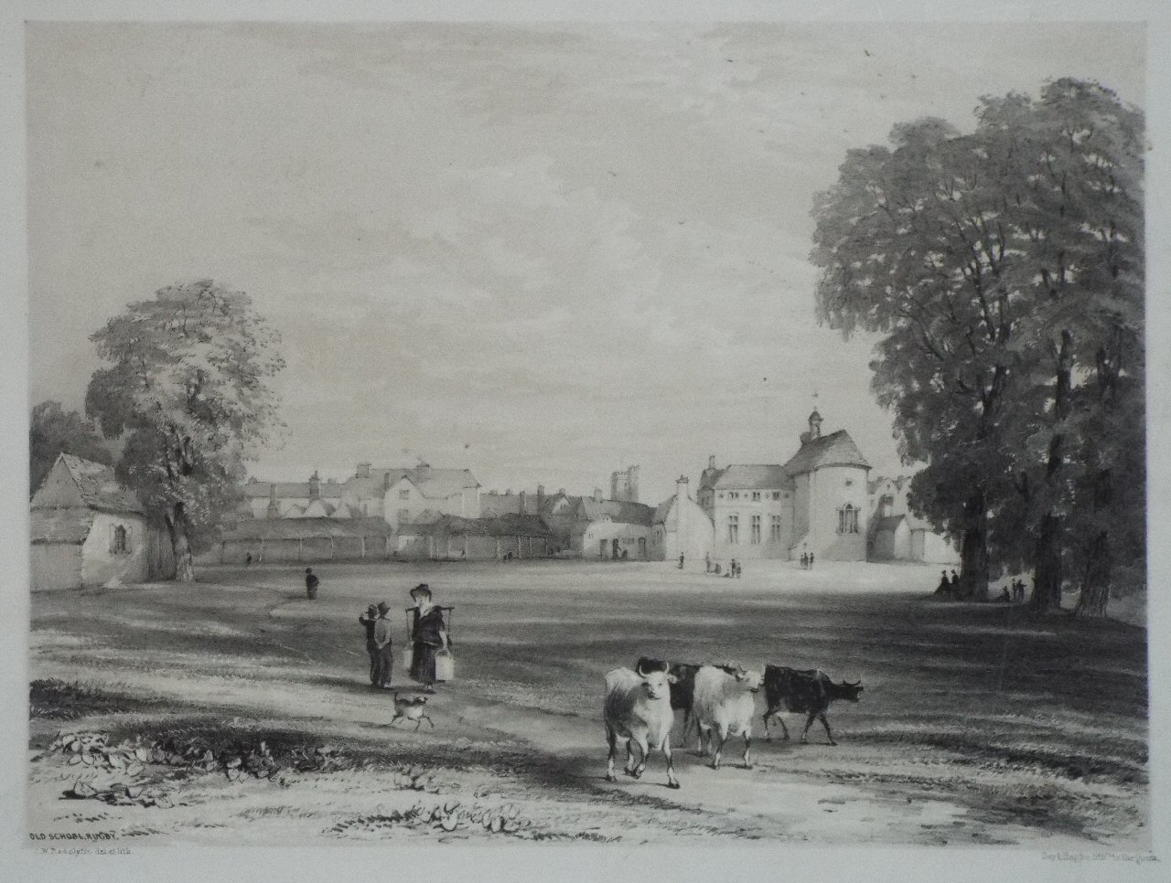 Lithograph - Old School, Rugby - Radclyffe